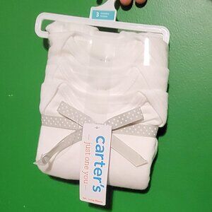 NWT Carter's 3pk Long Sleeve Onesies White 3M